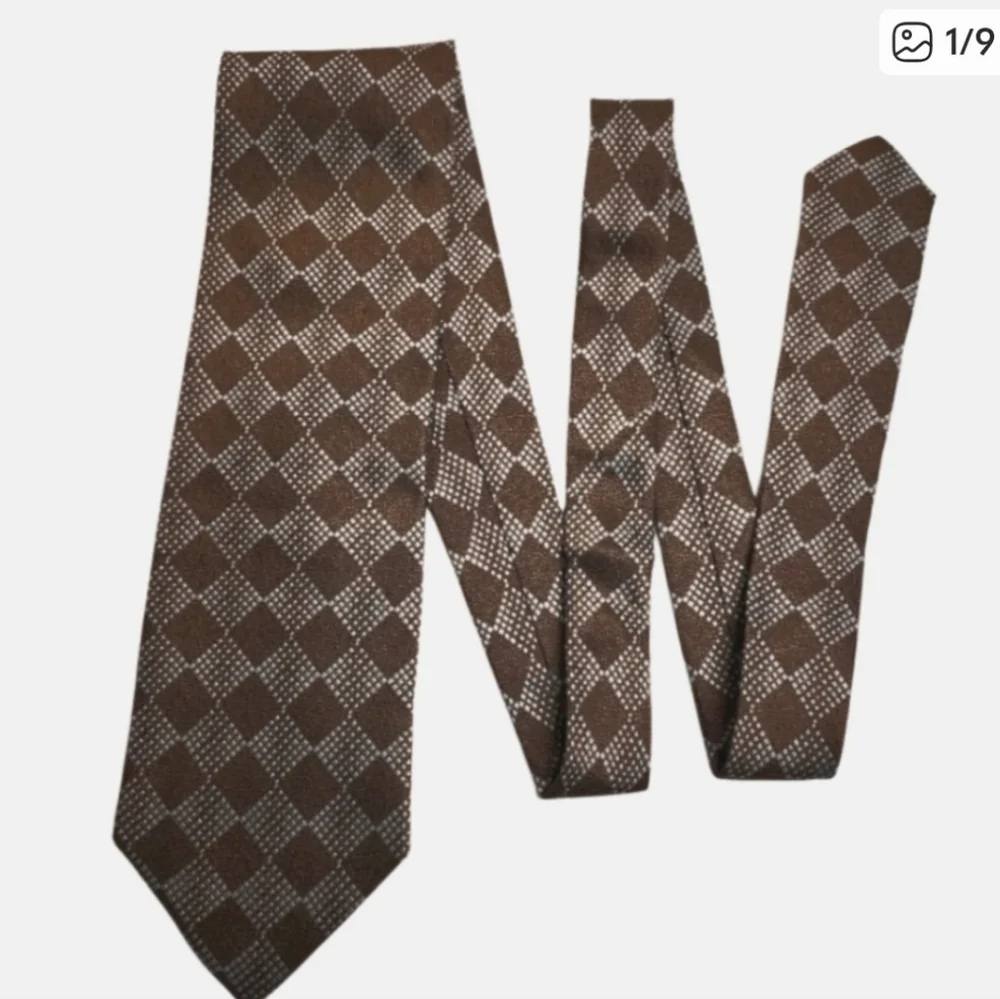GIORGIO ARMANI Vintage Brown Geometric Silk Tie NWT Made in Italy